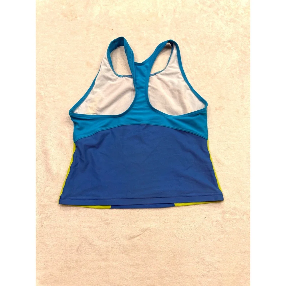 Speedo Girls Size 12 Blue Green Colorblock Racerback Tankini Swim Top‎ XS